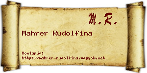 Mahrer Rudolfina névjegykártya
